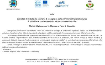 Invito alla cerimonia di consegna di 10 biciclette a pedalata assistita